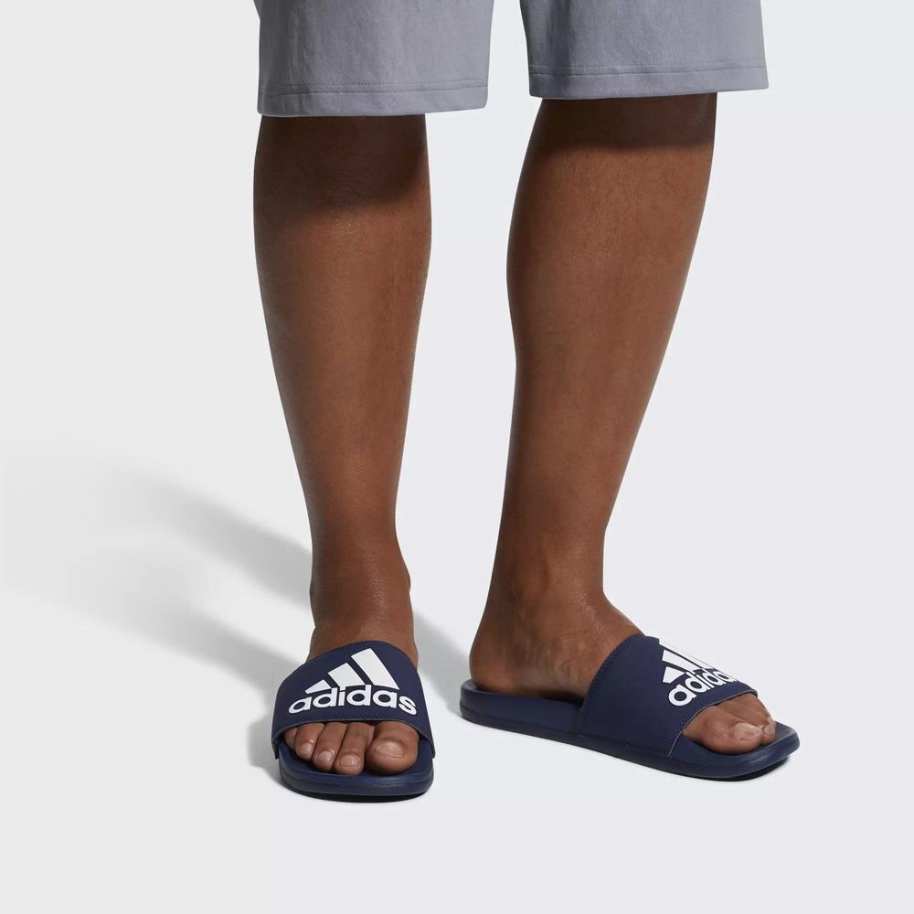 Adidas Adilette Cloudfoam Plus Logo Chanclas Azules Para Hombre (MX-54182)